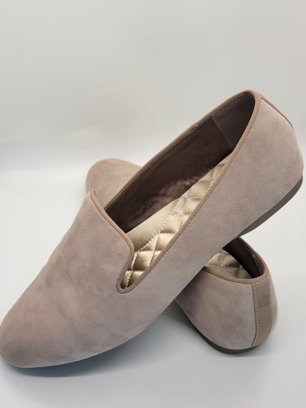 Birdies Starling Loafers Women 8.5 Latte Suede Smoking Slippers Comfort Flat Tan - Picture 12 of 15